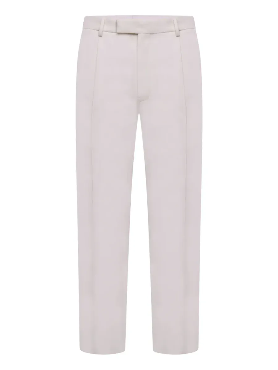 Men Pressed-Crease Tailored Trousers White