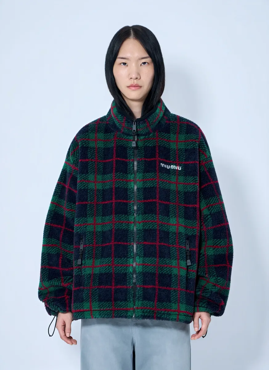 Checked Teddy Zipper Jacket