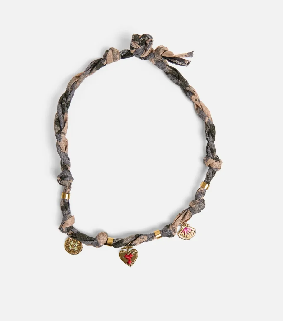Gold Tone Rope Charm Necklace