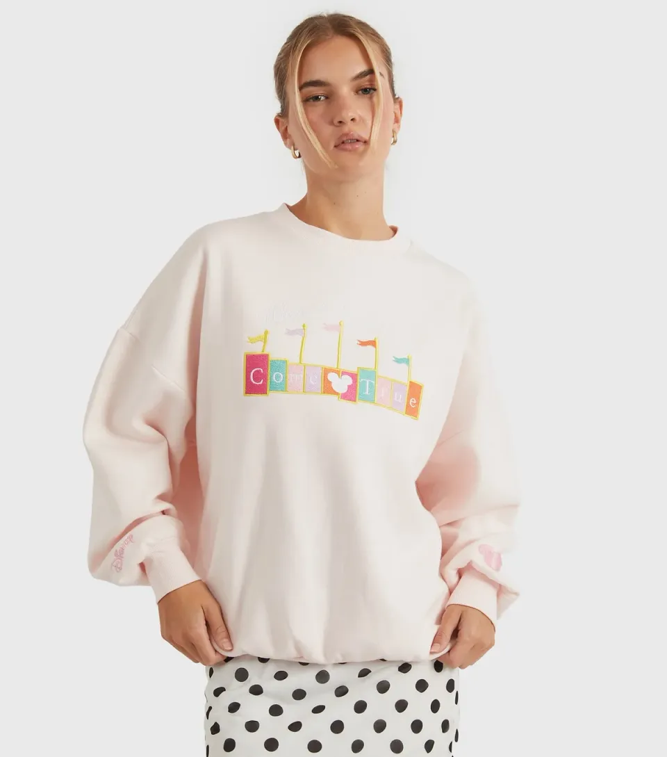 Women's Light Pink Disney Where Dreams Do Come True Sweatshirt