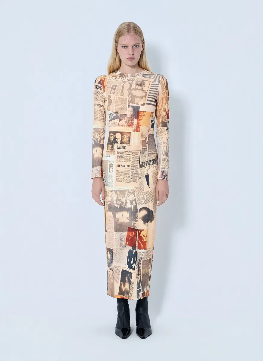 Journal Printed Long Dress