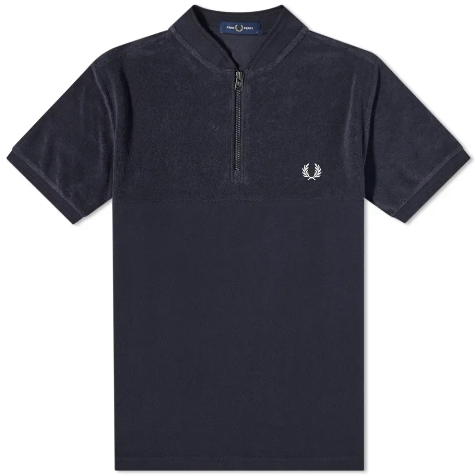 Towelling Zip Neck Polo