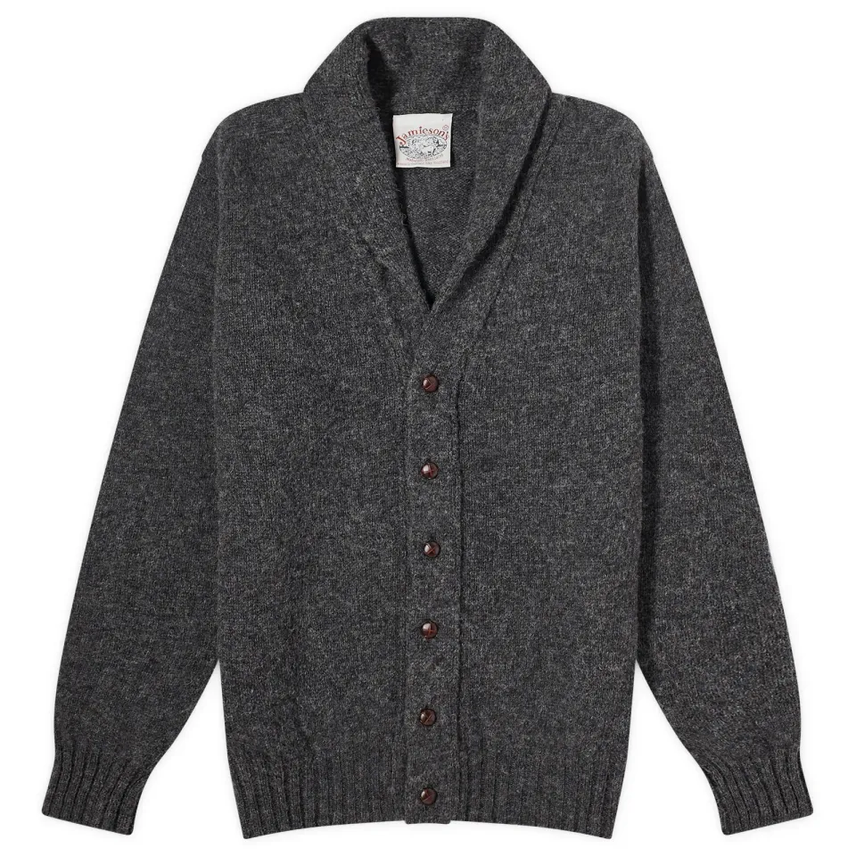 Jamieson's of Shetland Elbow Patch Shawl Collar Cardigan