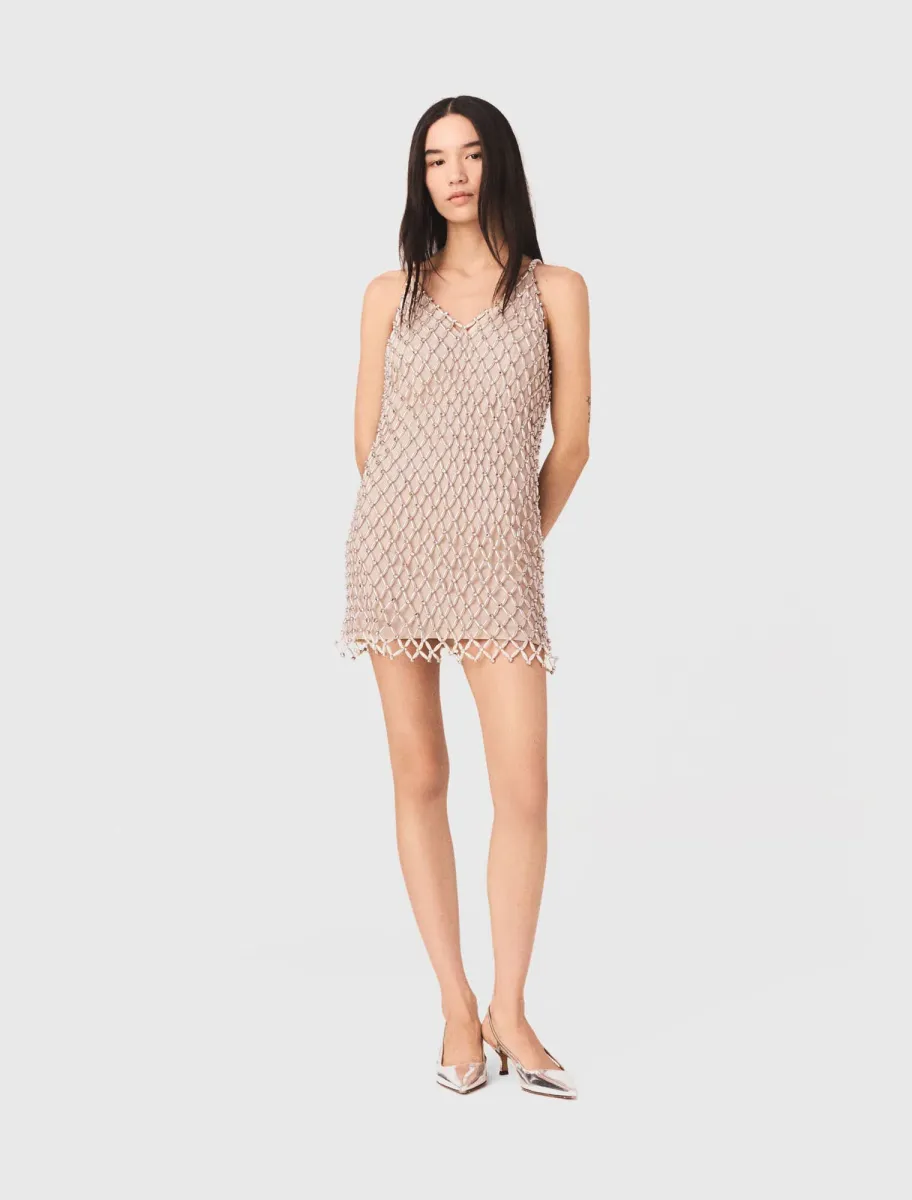 Short Beaded Dress With Lining