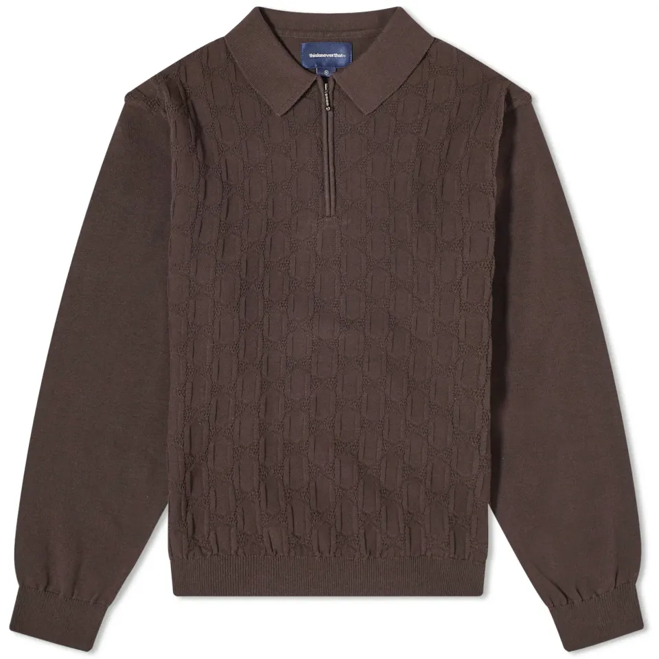 Cable Knit Zip Polo