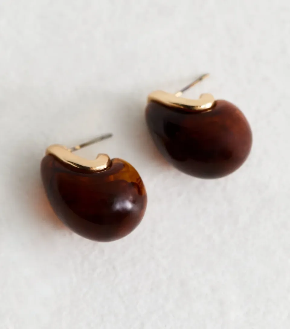 Brown Tortoiseshell Effect Teardrop Earrings