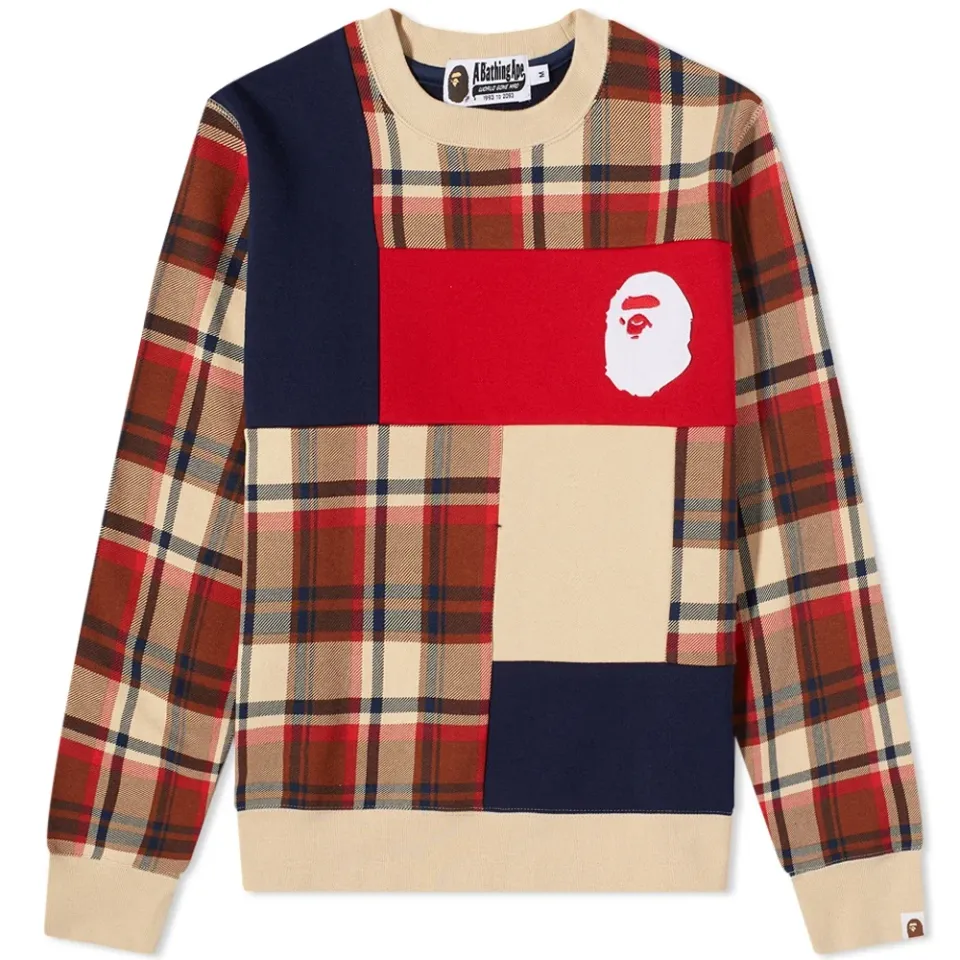 Bape Check Ape Head Crew Sweat