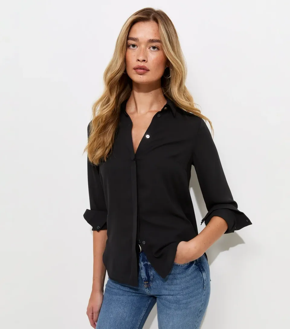 Women's Tall Black Long Sleeve Shirt