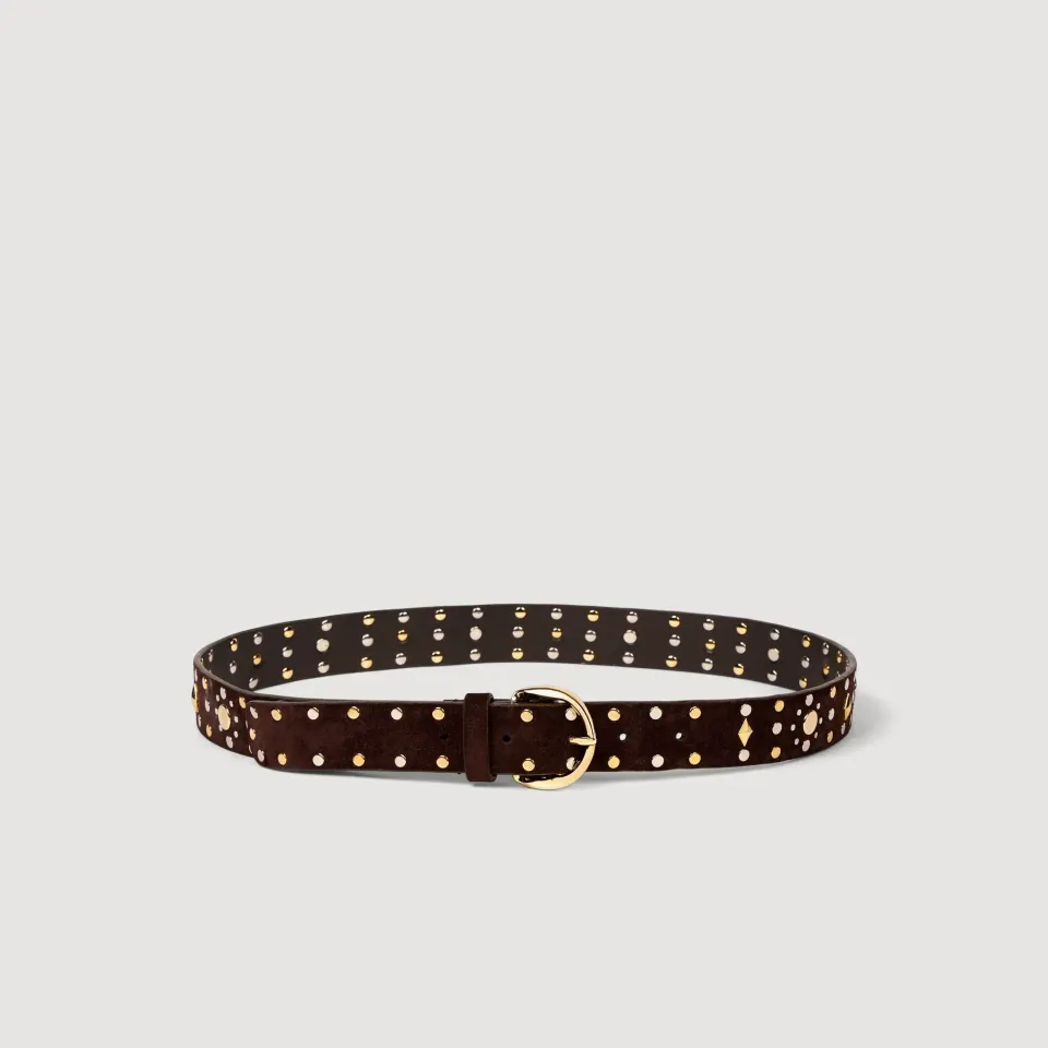 Suede belt with rivets