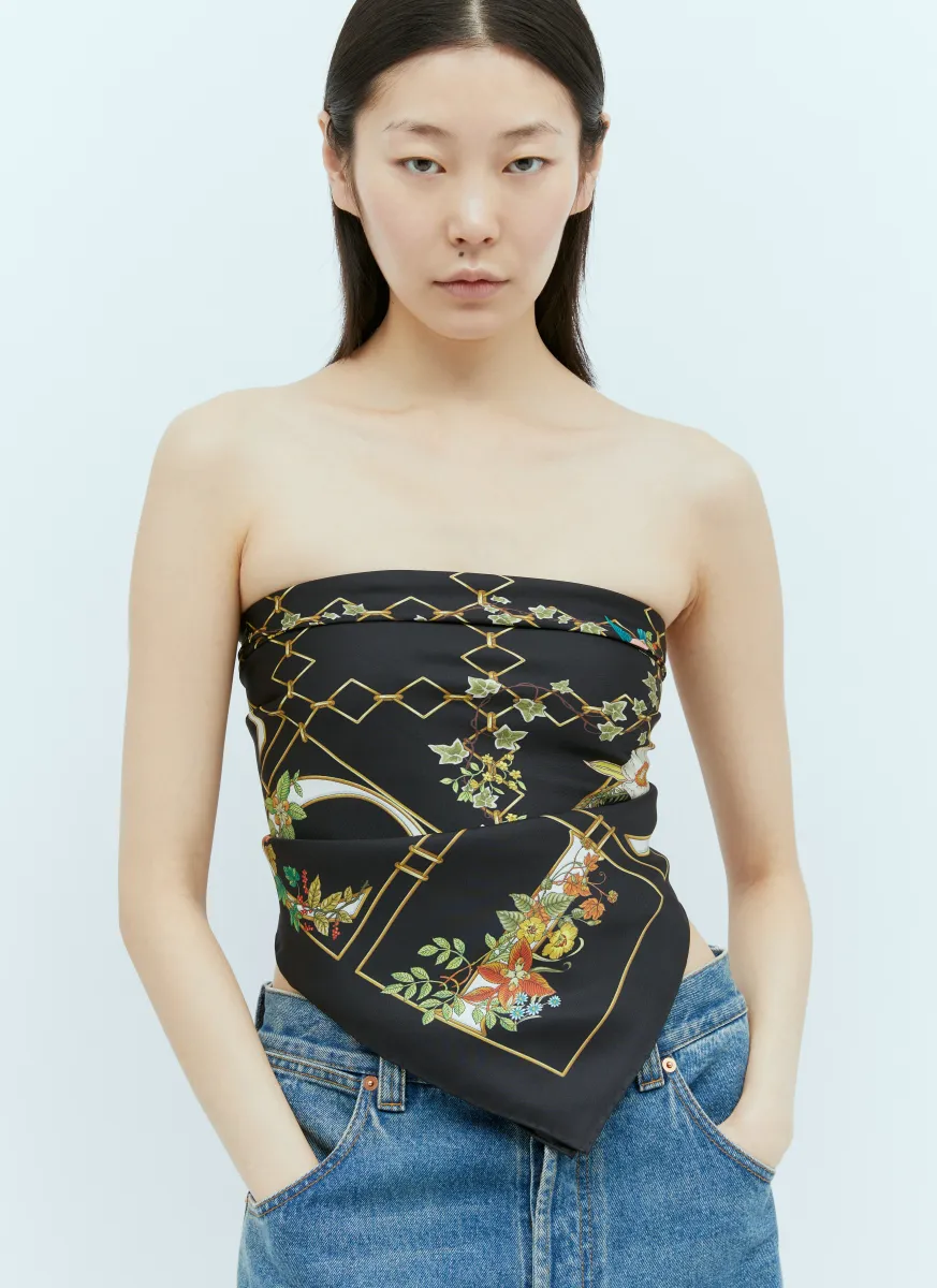 Logo Print Silk Scarf