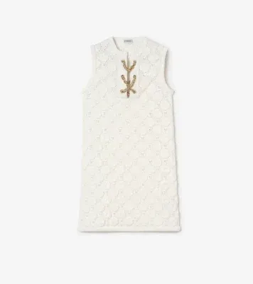 Crochet Cotton Blend Dress in White - Women, Nylon