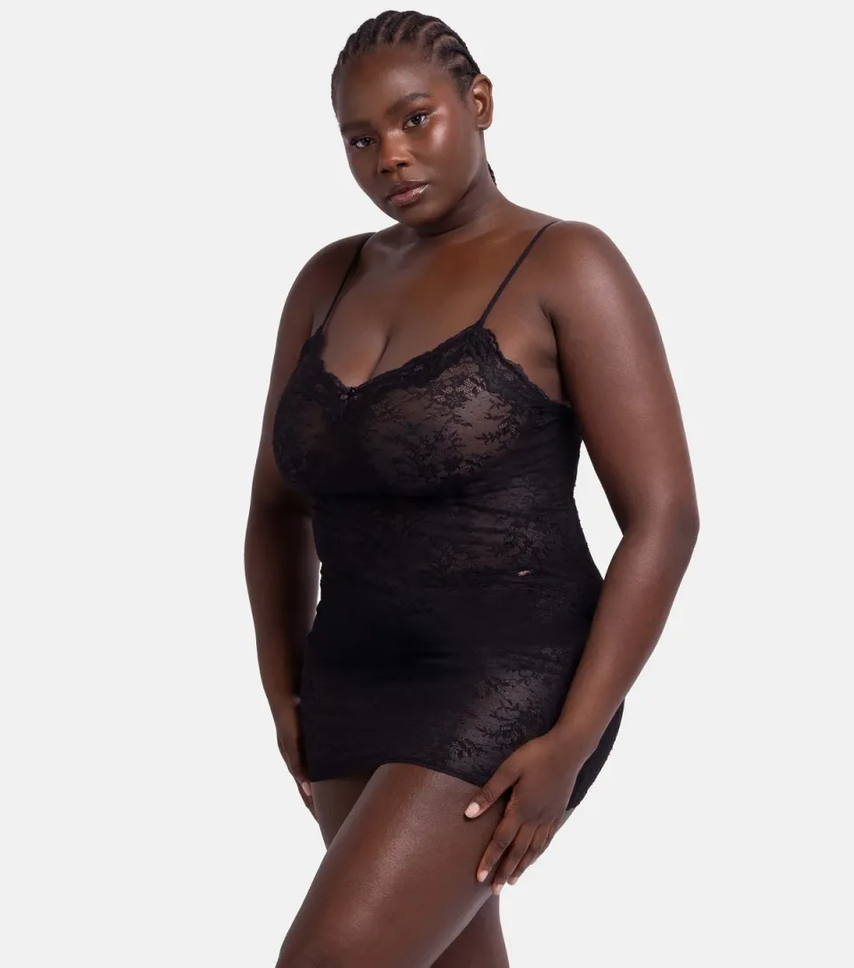 Women's Black Lace V-Neck Cami Dress