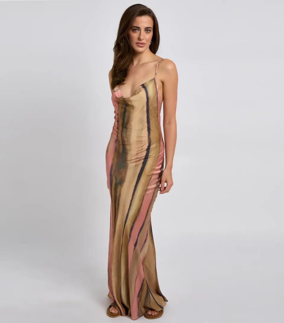 Women's Pink Tie Dye Maxi Dress