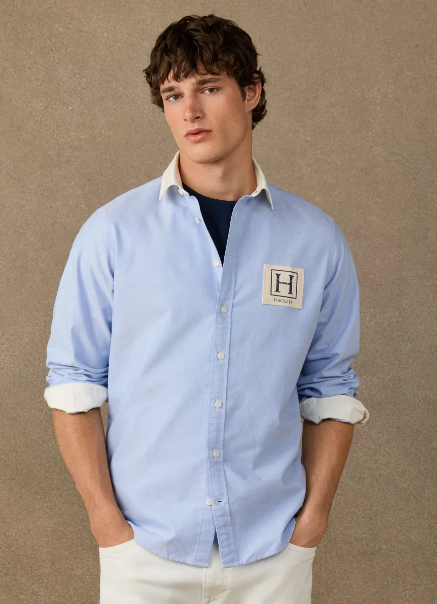 Classic Fit Branded Solid Rugby Shirt