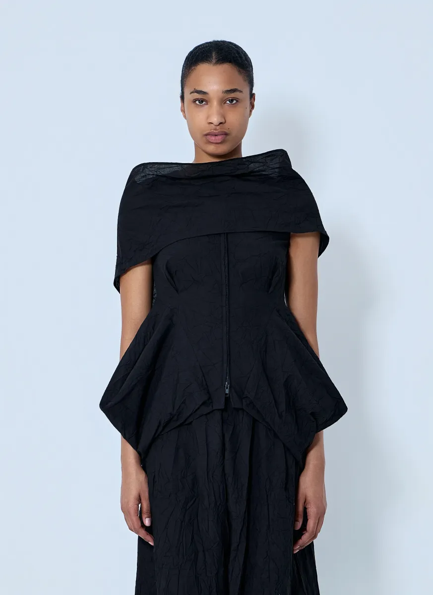 Wrinkled Typewriter Scarf Detail Vest