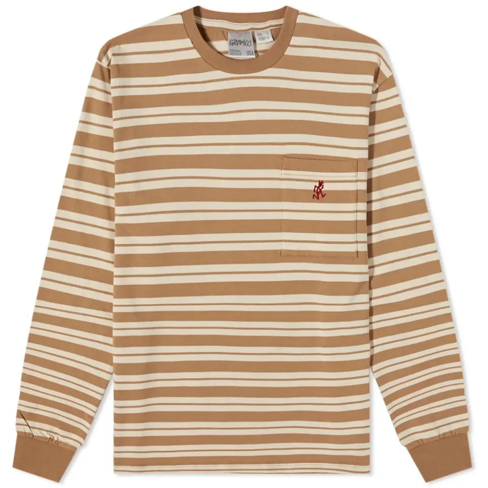 Long Sleeve Striped Pocket T-Shirt