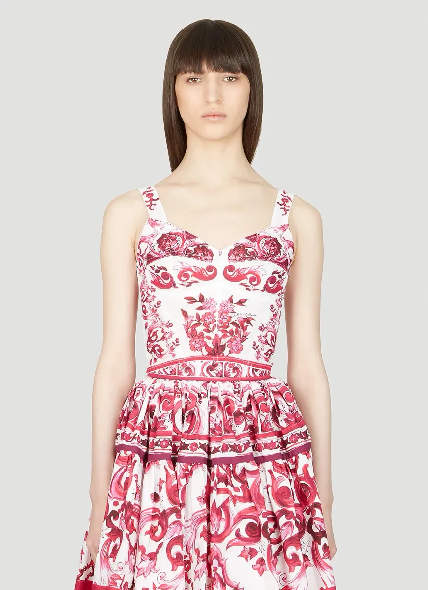 Majolica Print Bustier Top