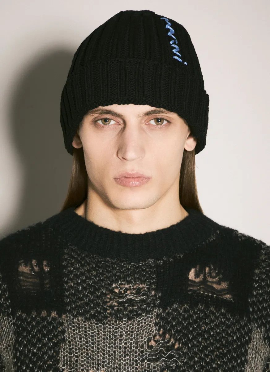 Logo Intarsia Beanie Hat