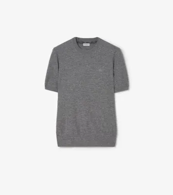 Cashmere Top in Mid grey melange - Men, Nylon
