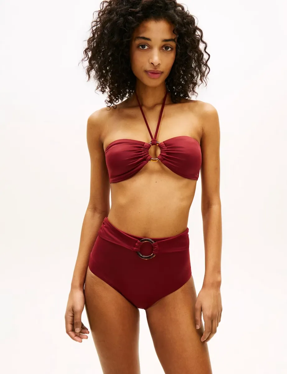 Elevated Halterneck Non-Wired Non-Padded Bikini Top Burgundy