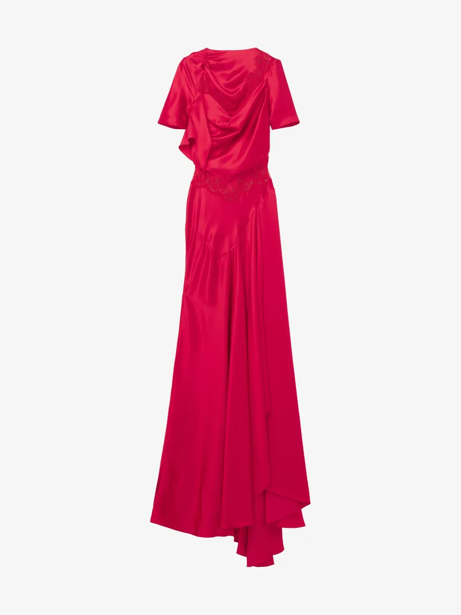 Lace Trim Evening Dress