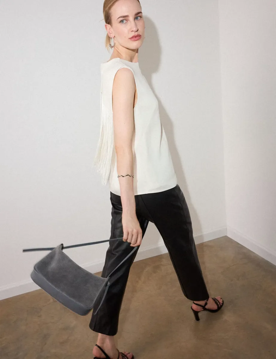 Fringe Detail Top Ivory
