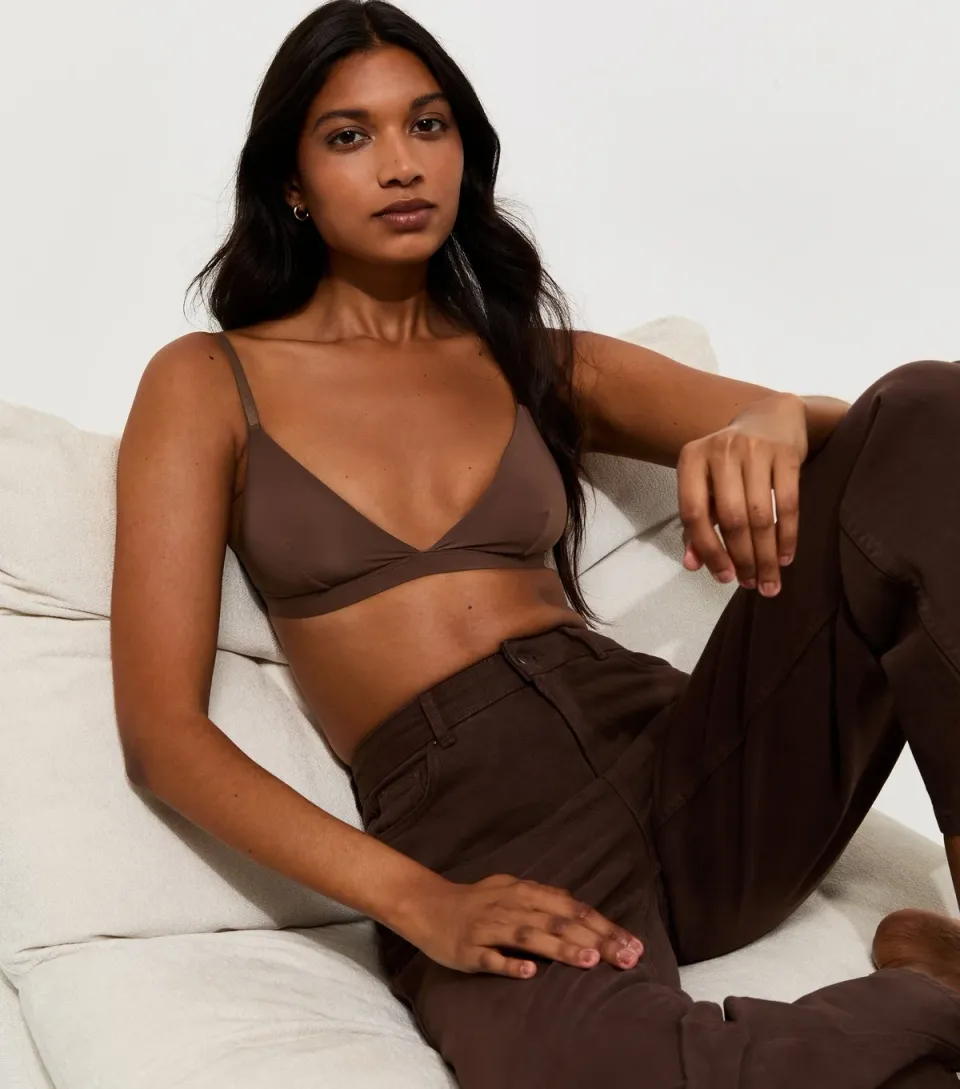 Women's Tan Non Padded Triangle Microfibre Bralette