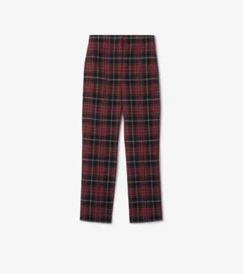 Check Wool Blend Tailored Trousers in Poppy red