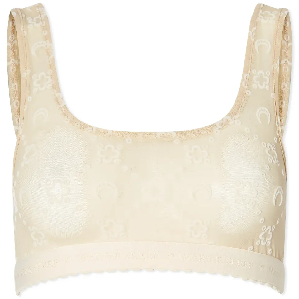 Moonogram Mesh Flock Bralet Top