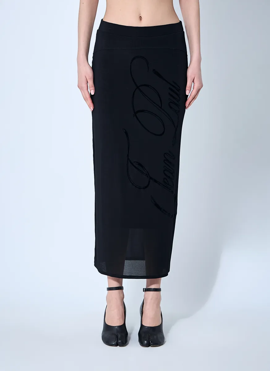 Mesh Tattoo Midi Skirt
