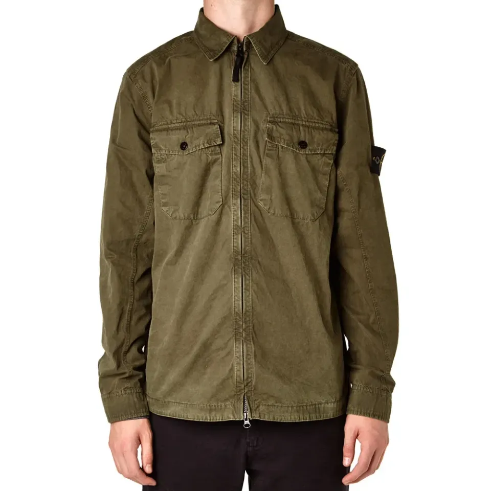 Tela Cotone Garment Dyed Zipped Overshirt