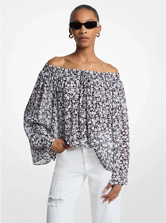 Floral Georgette Off-the-Shoulder Top
