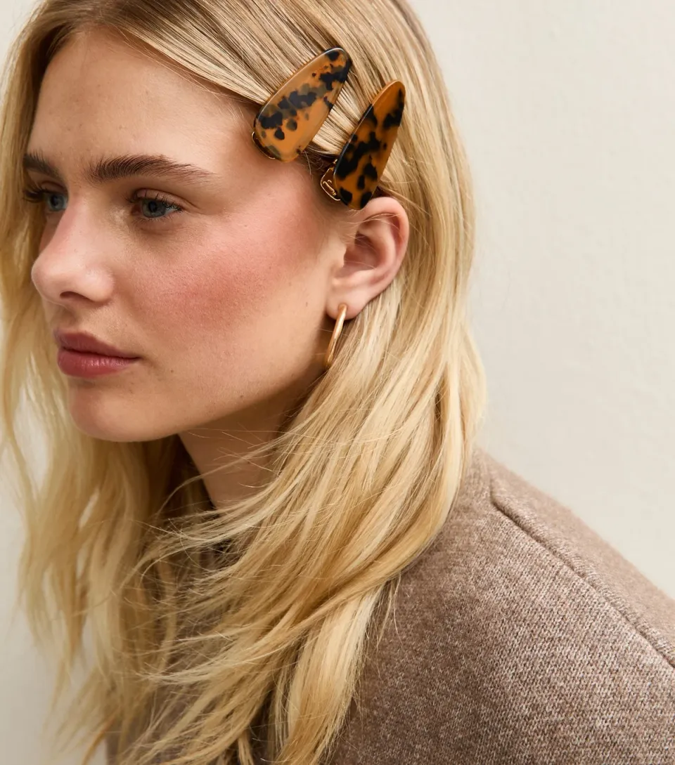 Pack of 2 Brown Leopard Print Hair Slides