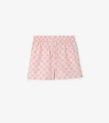 Knight Checkerboard​ Cotton Poplin Shorts in Peony pink