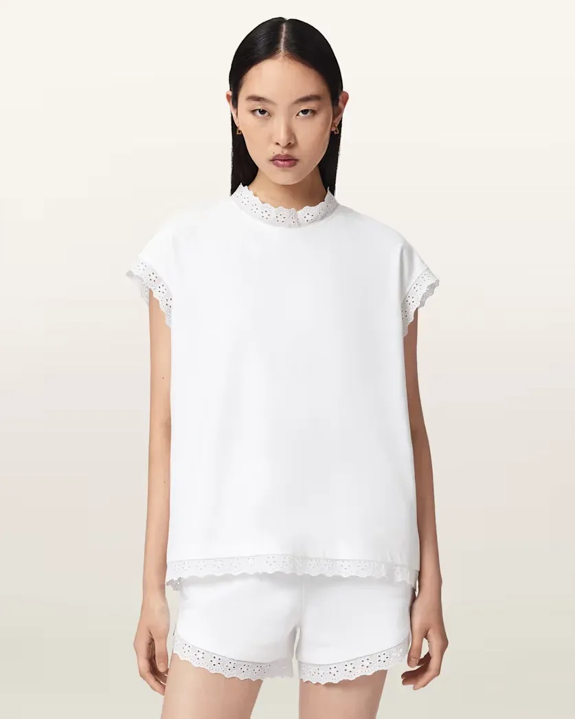 Lele Lace Trim Cotton Tank Top