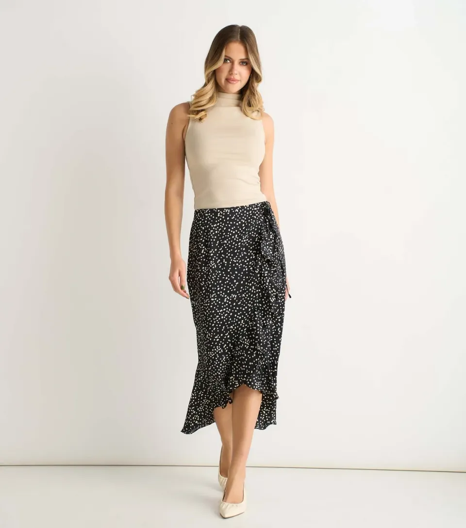 Women's Black Animal Print Skirt