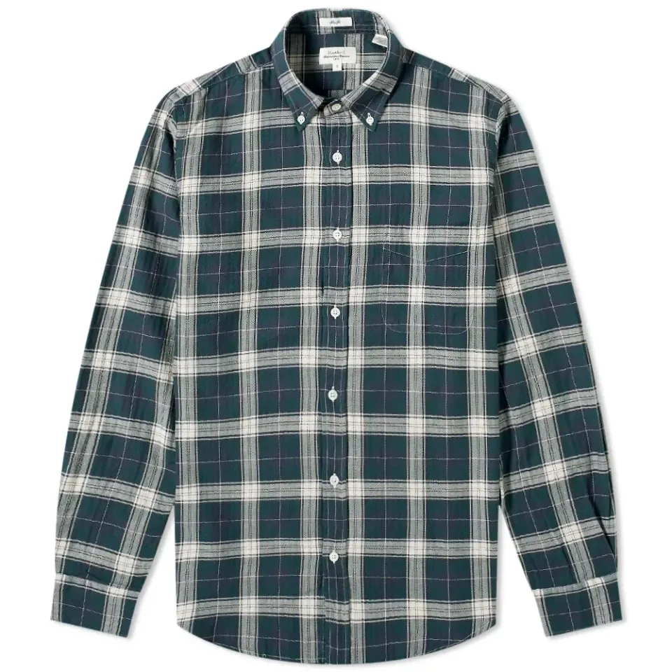 Side Button Down Plaid Shirt