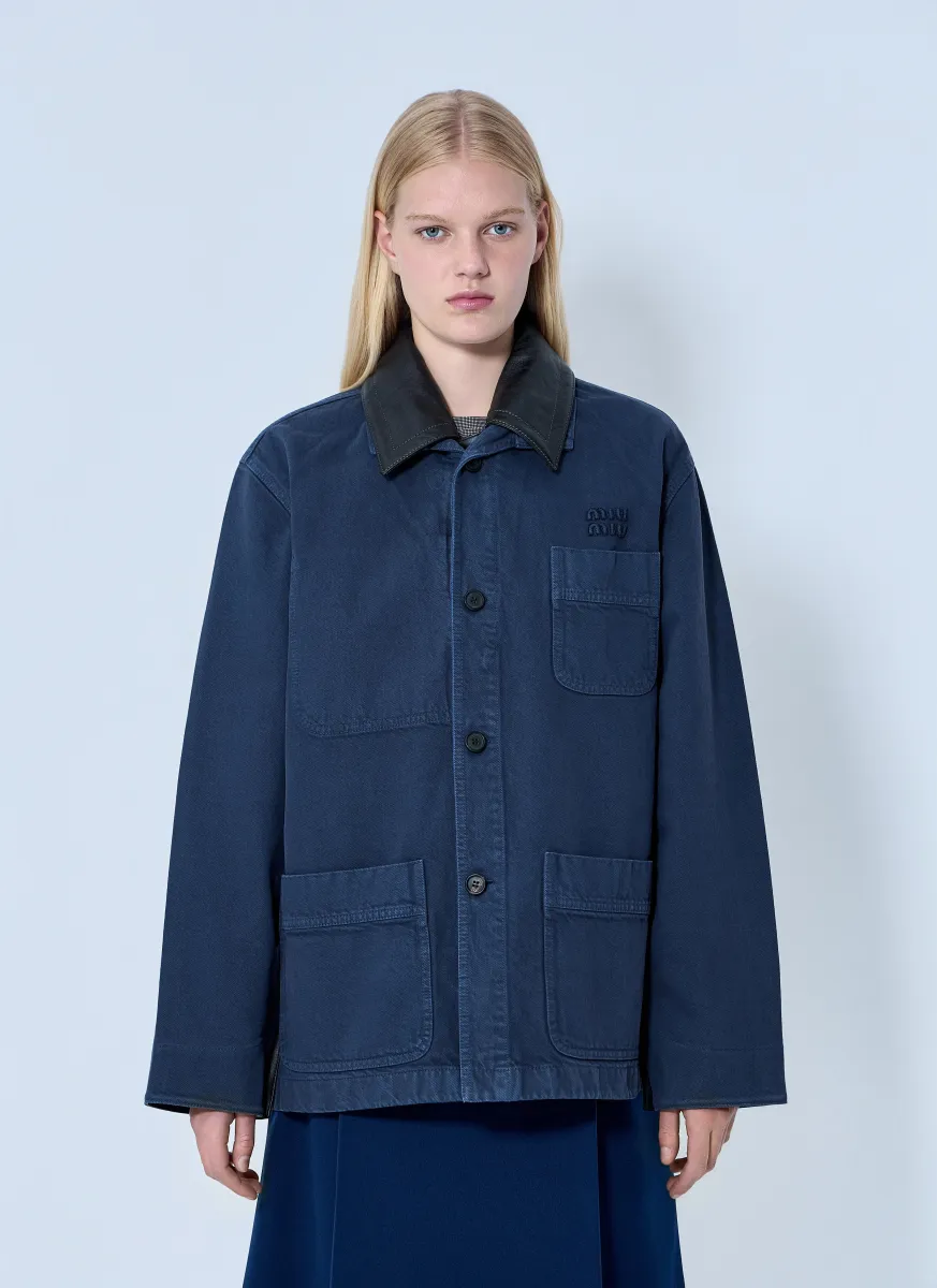 Single-Breasted Garment-Dyed Gabardine Jacket