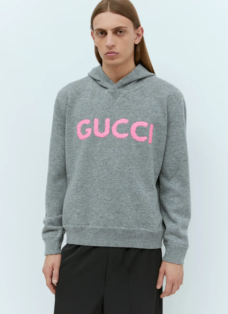 Logo Embroidery Wool Hooded Sweatshirt