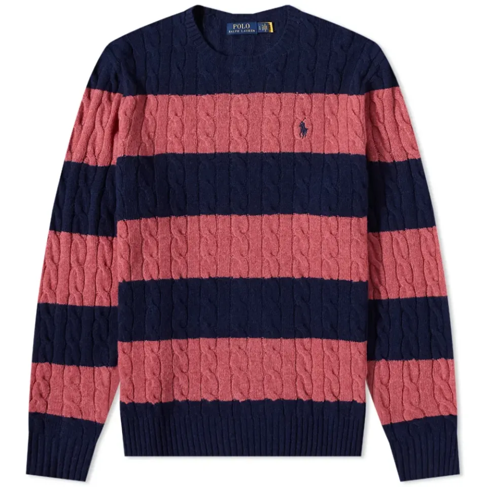 Striped Cable Crew Knit