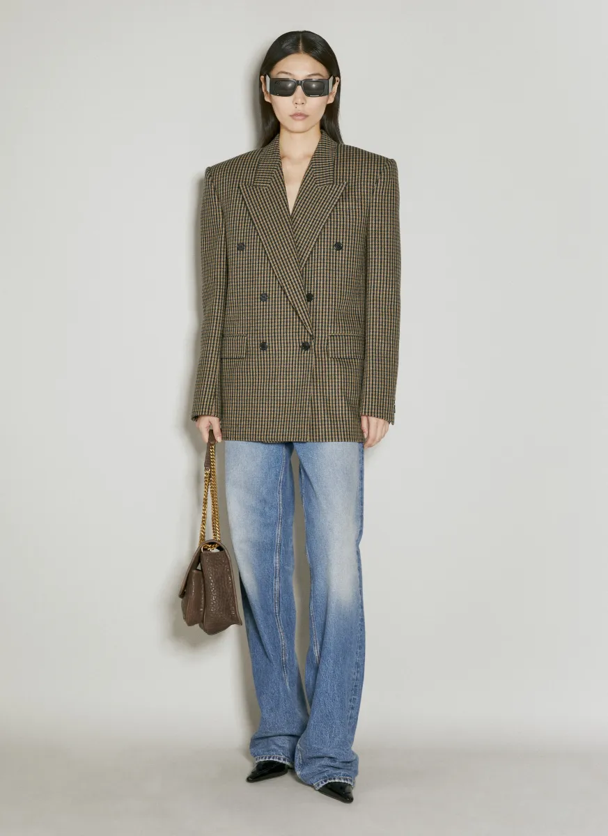 Oversized Vichy Wool Blazer