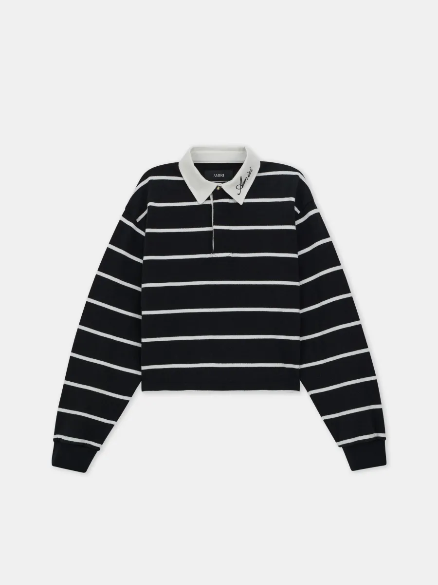 WOMEN - WOMEN'S STRIPED LONG SLEEVE POLO - Black