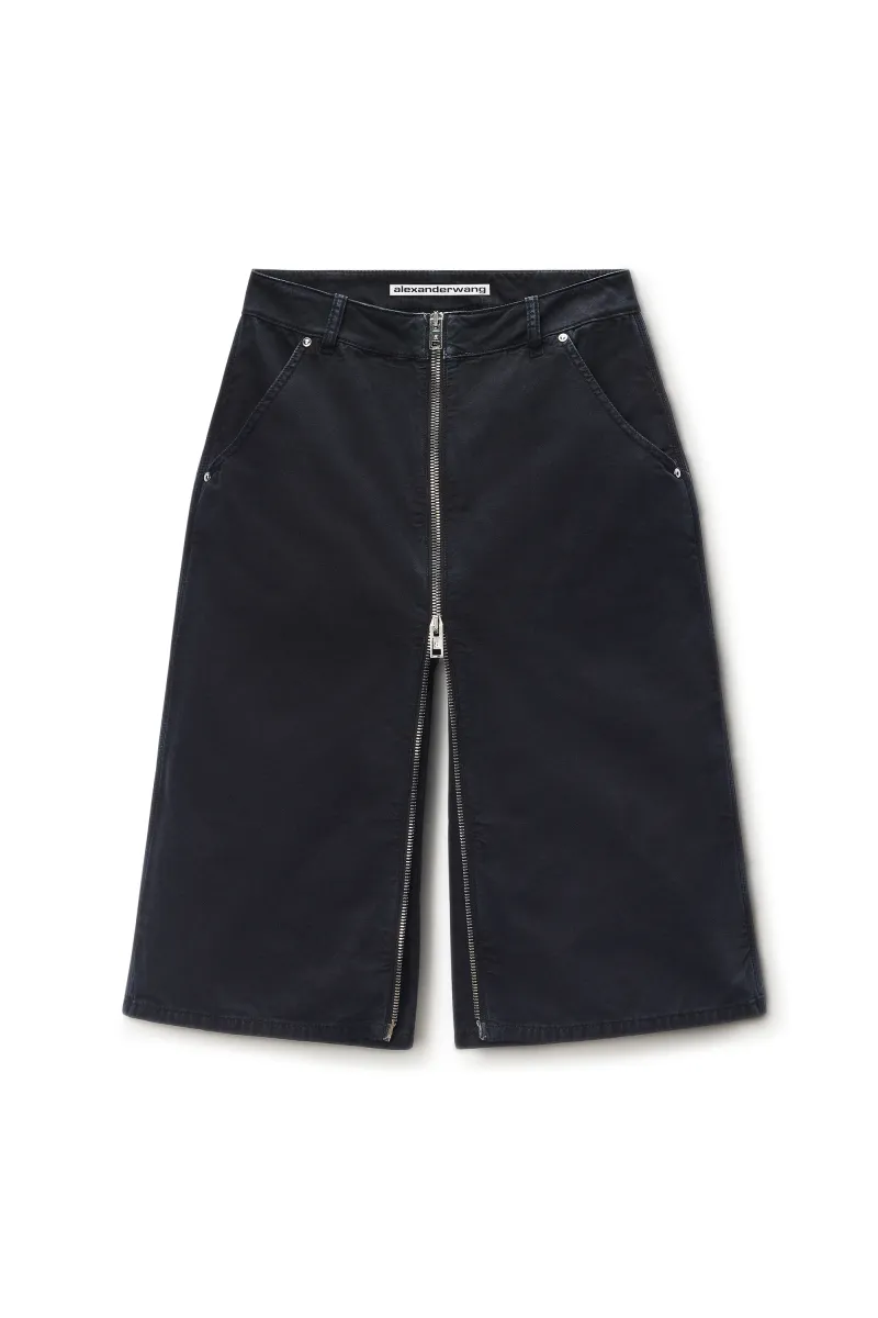 Midi Skort with Front Zip and Utility Details