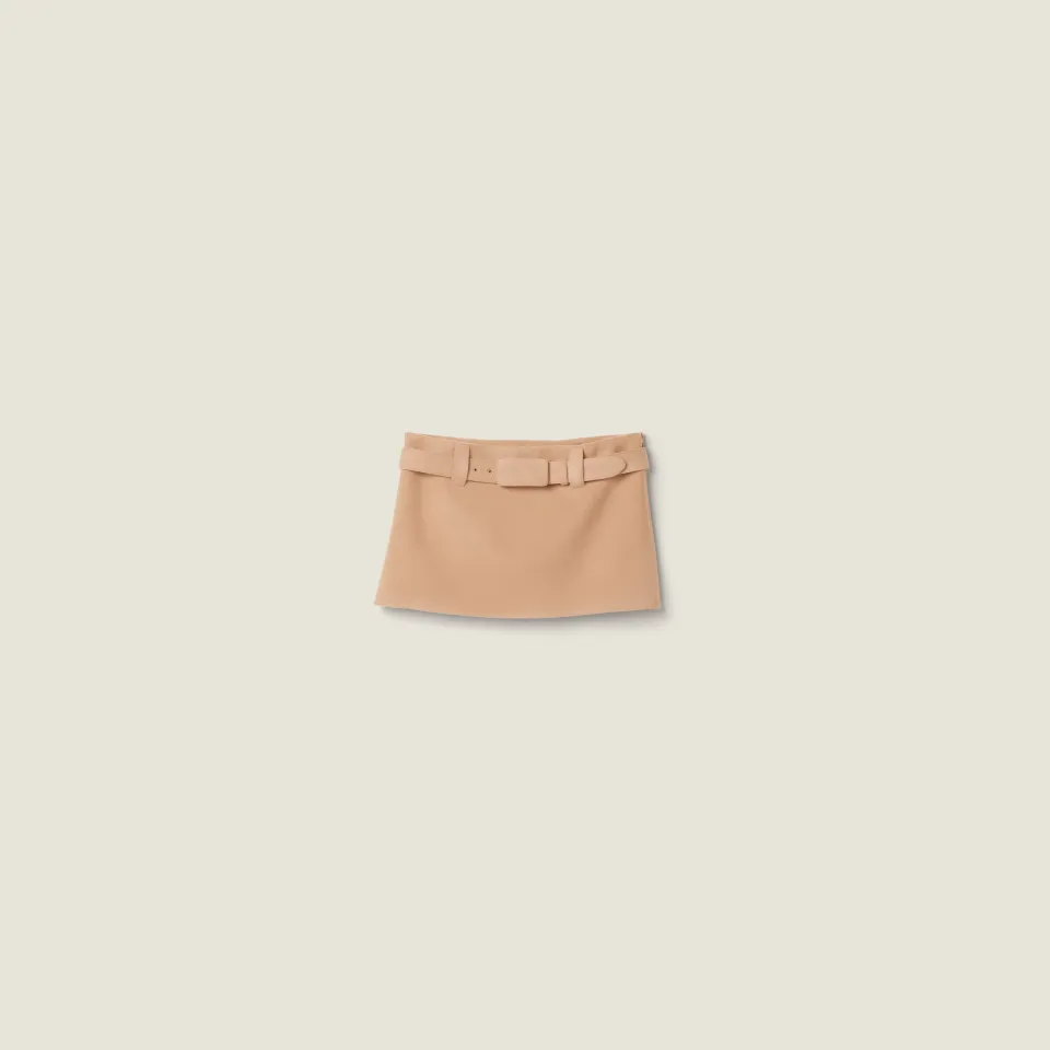 Waxed double wool miniskirt
