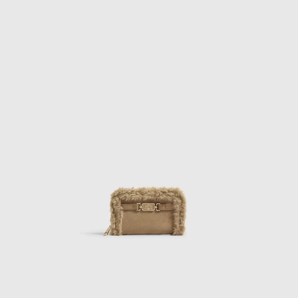 Borg Trim Zip Around Purse