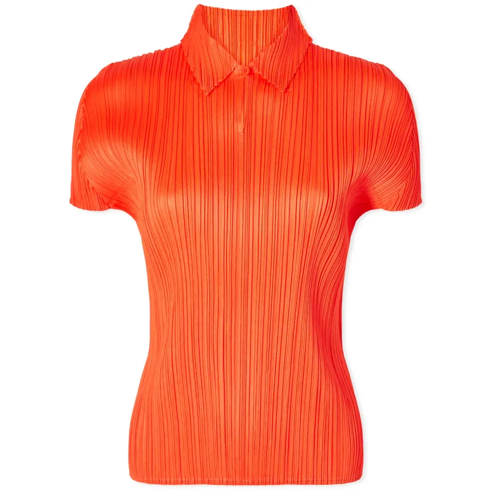 Short Sleeve Pleats Polo Top
