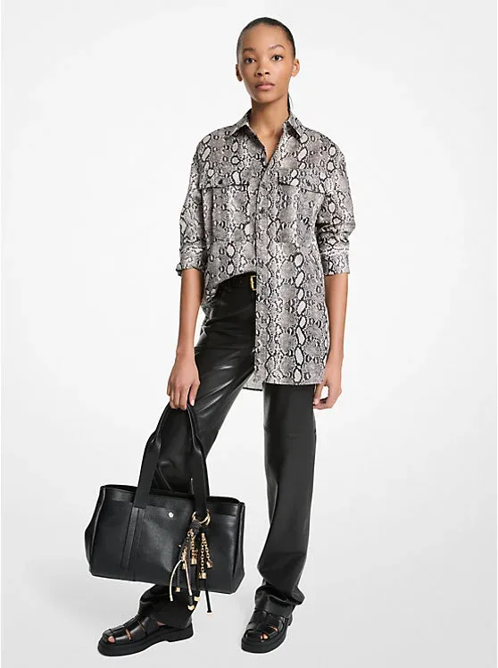Snake Print Cotton Lawn Shirt