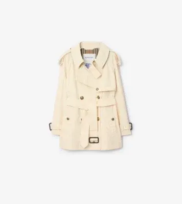 Short Lightweight Cotton Fitzrovia Trench Coat in Ceramic white