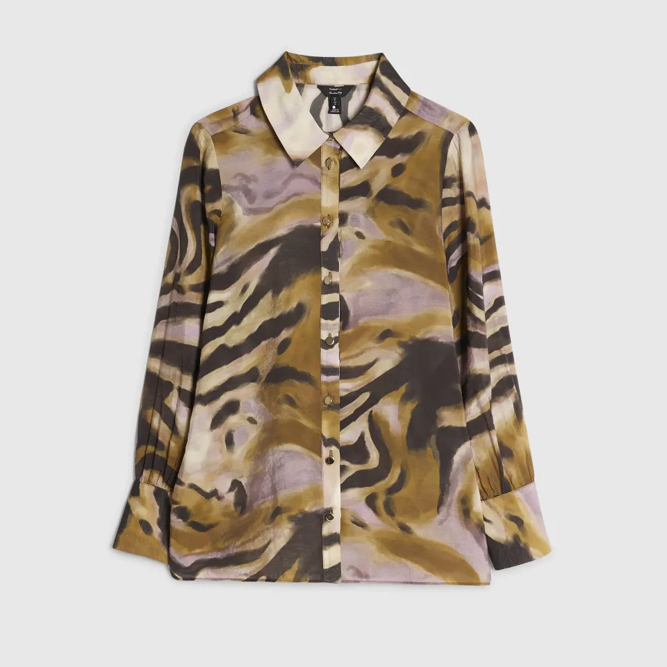 Petite Animal Print Sheer Shirt