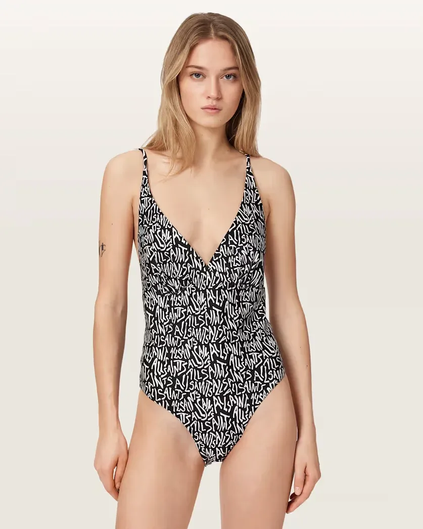 Saph Animal Print V-Neck Swimsuit